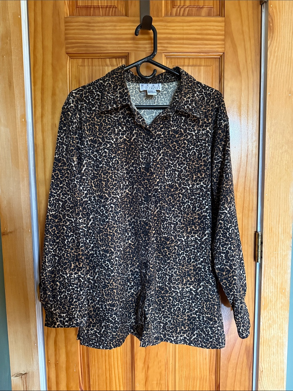 Leopard Print Button-Down Shirt - Brown & Black